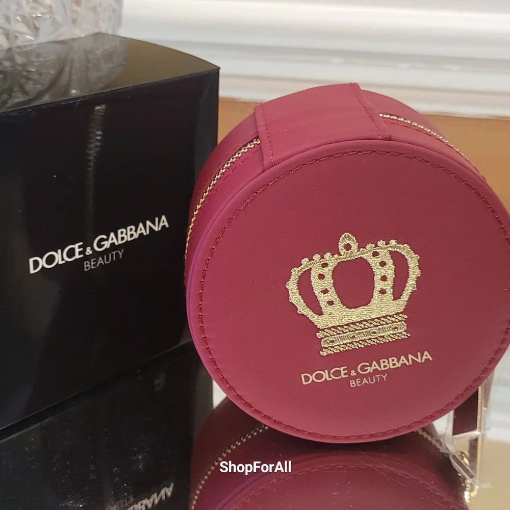 Dolce & Gabbana Beauty Round Jewelry Case in Deep Pink with Gold Crest